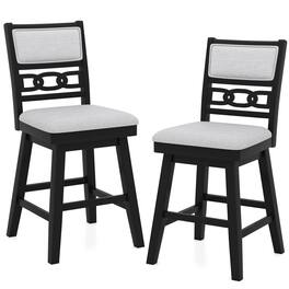 Costway - 25" Swivel Counter Height Chairs Set of 2 with Upholstered Hollow Backrest - Black