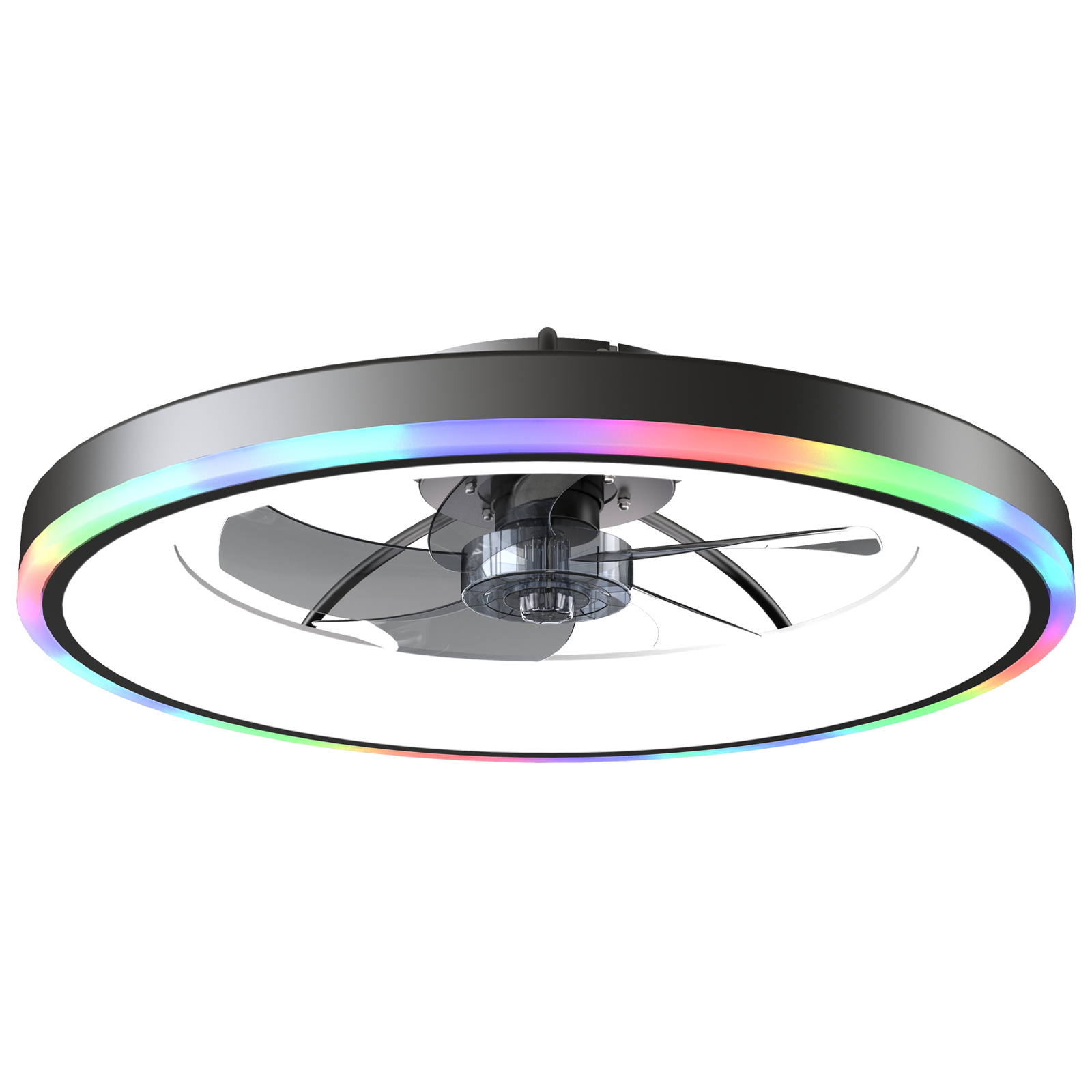Alt View 6. Loheer - Loheer Ceiling Fan with Lights, 23.6 Inch Low Profile RGB Flush Mount Fan, Remote App Control, Quiet DC Motor, Black.