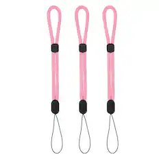 Front. Unique Bargains - Camera Wrist Strap, 3pcs Adjustable Nylon Wristlet Lanyard String for Camera Keys Keychain Phone USB Wallet - Pure Rose Pink.