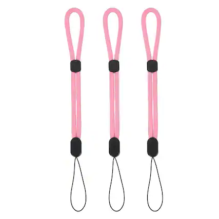 Front. Unique Bargains - Camera Wrist Strap, 3pcs Adjustable Nylon Wristlet Lanyard String for Camera Keys Keychain Phone USB Wallet - Pure Rose Pink.
