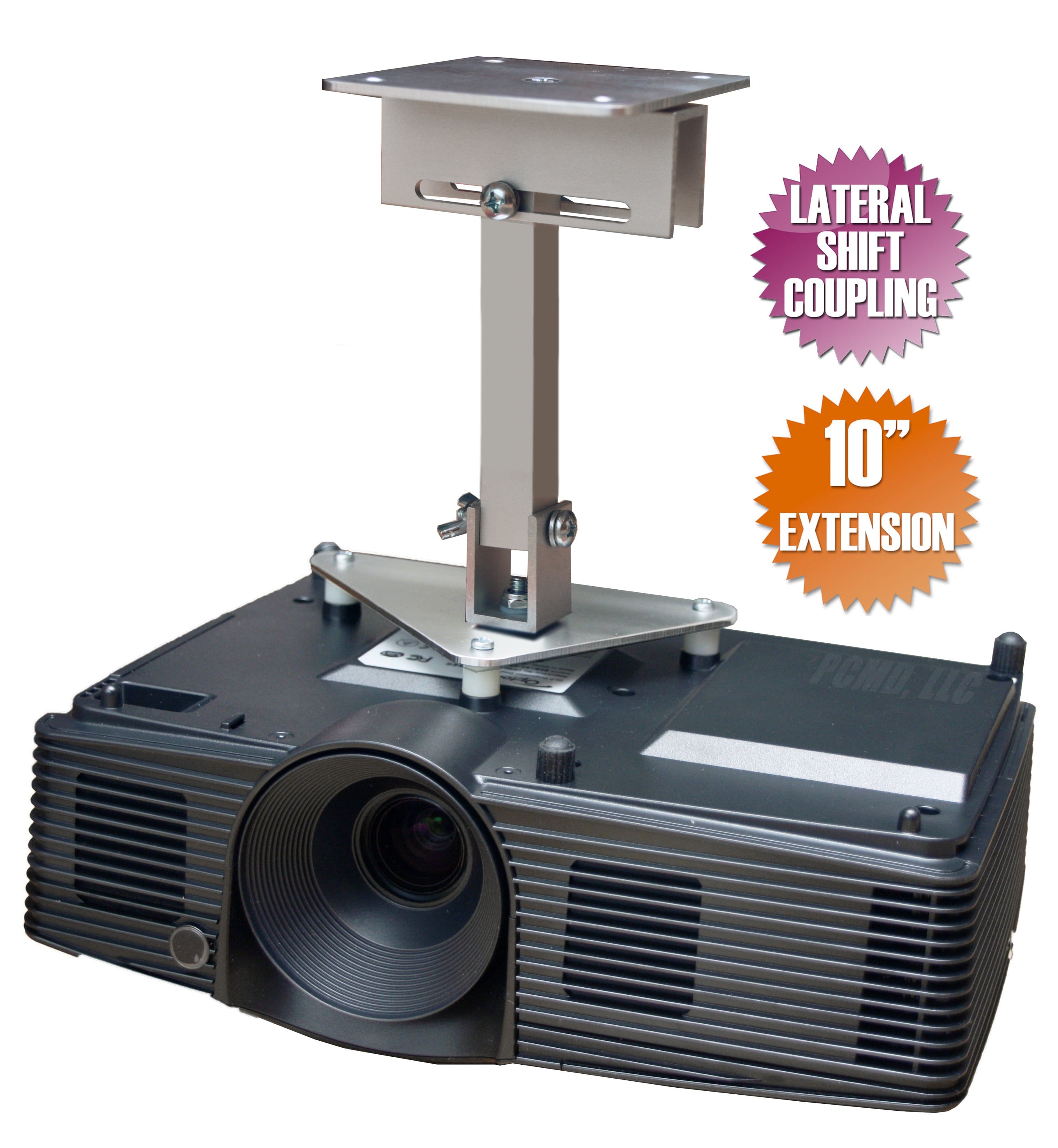 PCMD, LLC - Projector Ceiling Mount Compatible with iRulu Portable Mini LED Projector (Lateral Shift 10-Inch Ext) - Aluminum