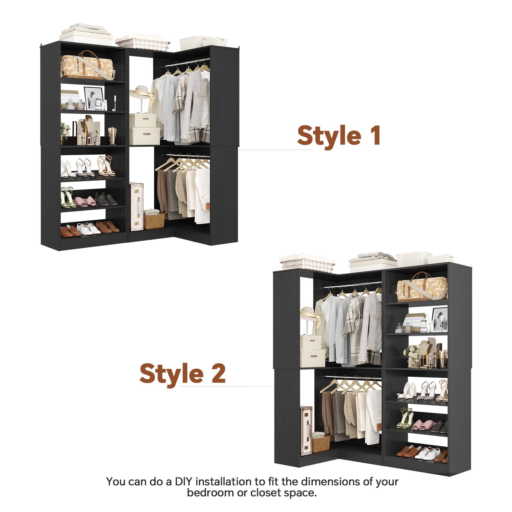 Style 1

Style 2

You can do a DIY installation to fit the dimensions of your bedroom or closet space.