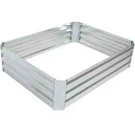 Sunnydaze - Rectangle Galvanized Steel Raised Bed - 4 x 3 x 1 ft - Silver