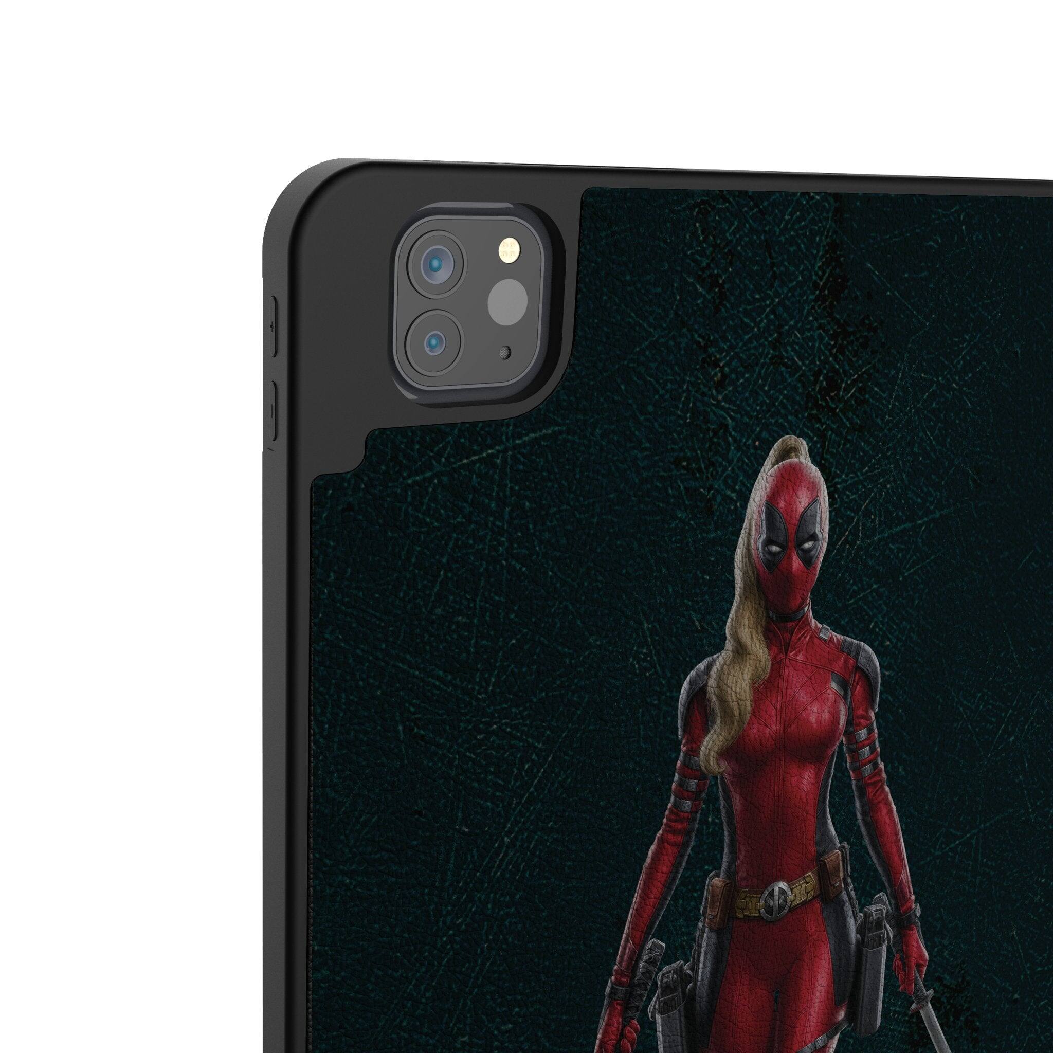 Left. Keyscaper - Marvel Badge Tablet Case - Apple iPad Air (4th Gen) - Ladypool 2.
