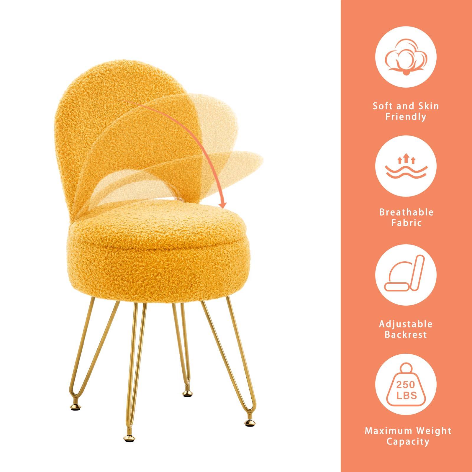 - Soft and Skin Friendly
- Breathable Fabric
- Adjustable Backrest
- Maximum Weight Capacity: 250 LBS