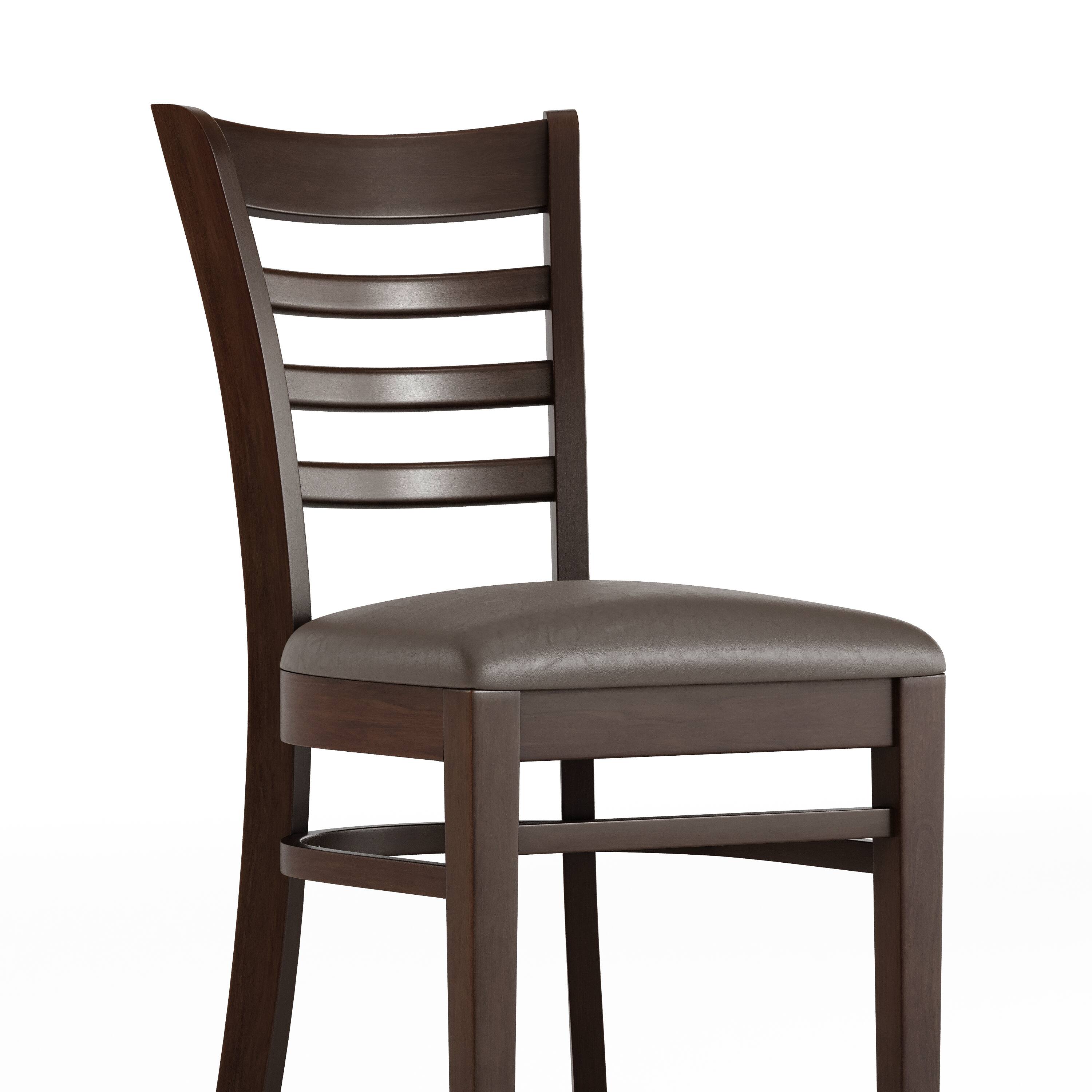 Alt View 10. Emma + Oliver - Ladder Back Wooden Restaurant Dining Chair - Mocha Vinyl Seat/Walnut Wood Frame.