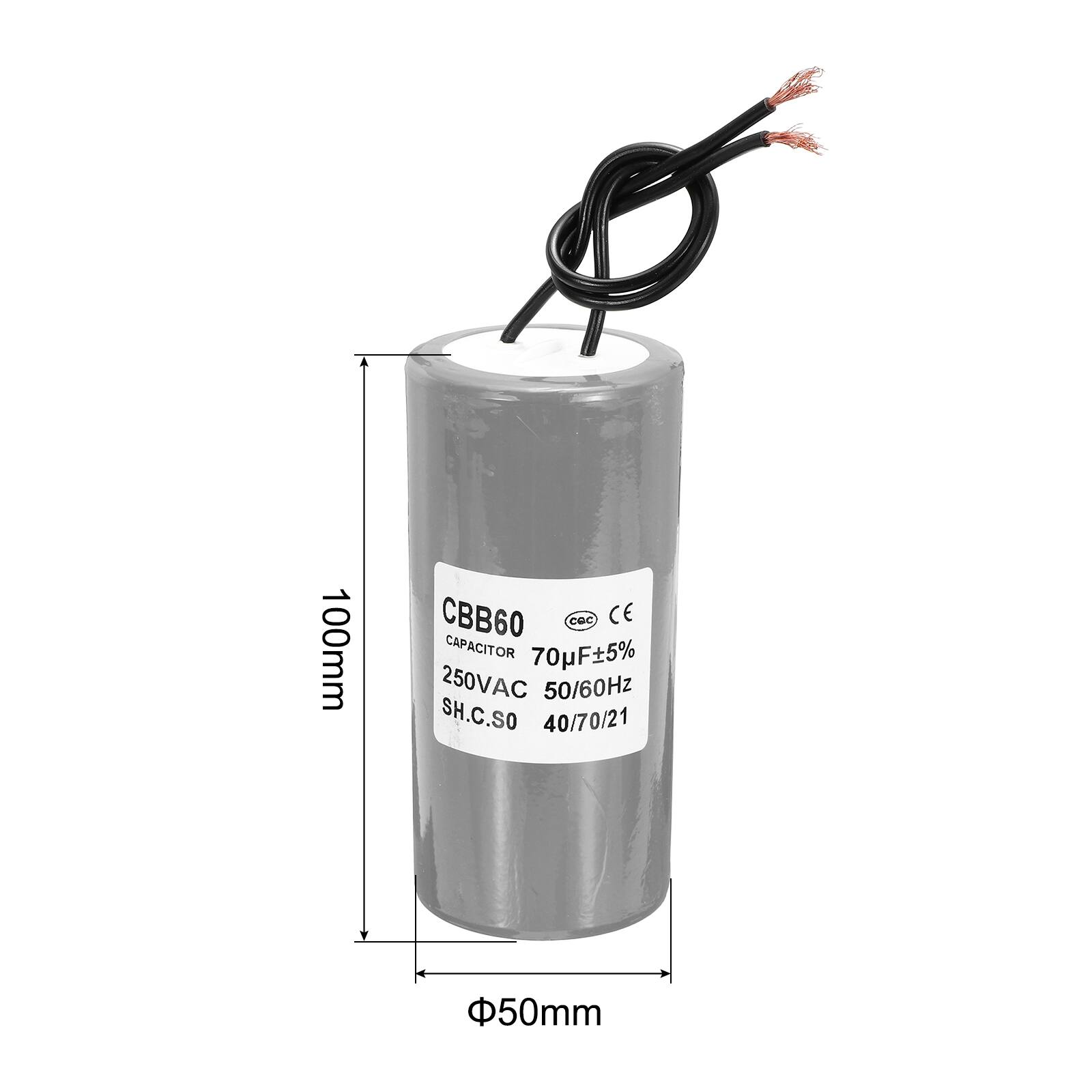 100mm CBB60 CBC CE CAPACITOR 70µF±5% 250VAC 50/60Hz SH.C.SO 40/70/21 50mm