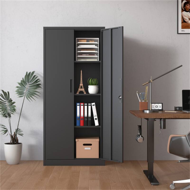 Alt View 2. HTUTWOO - Metal Garage Cabinet with Lock - 71"H Tool Cabinet with Doors & 3 Adjustable Shelves, Tall Lockable Storage for Home - Black.