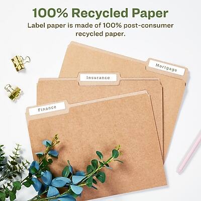 100% Recycled Paper  
Label paper is made of 100% post-consumer recycled paper.  

Insurance  
Mortgage  
Finance