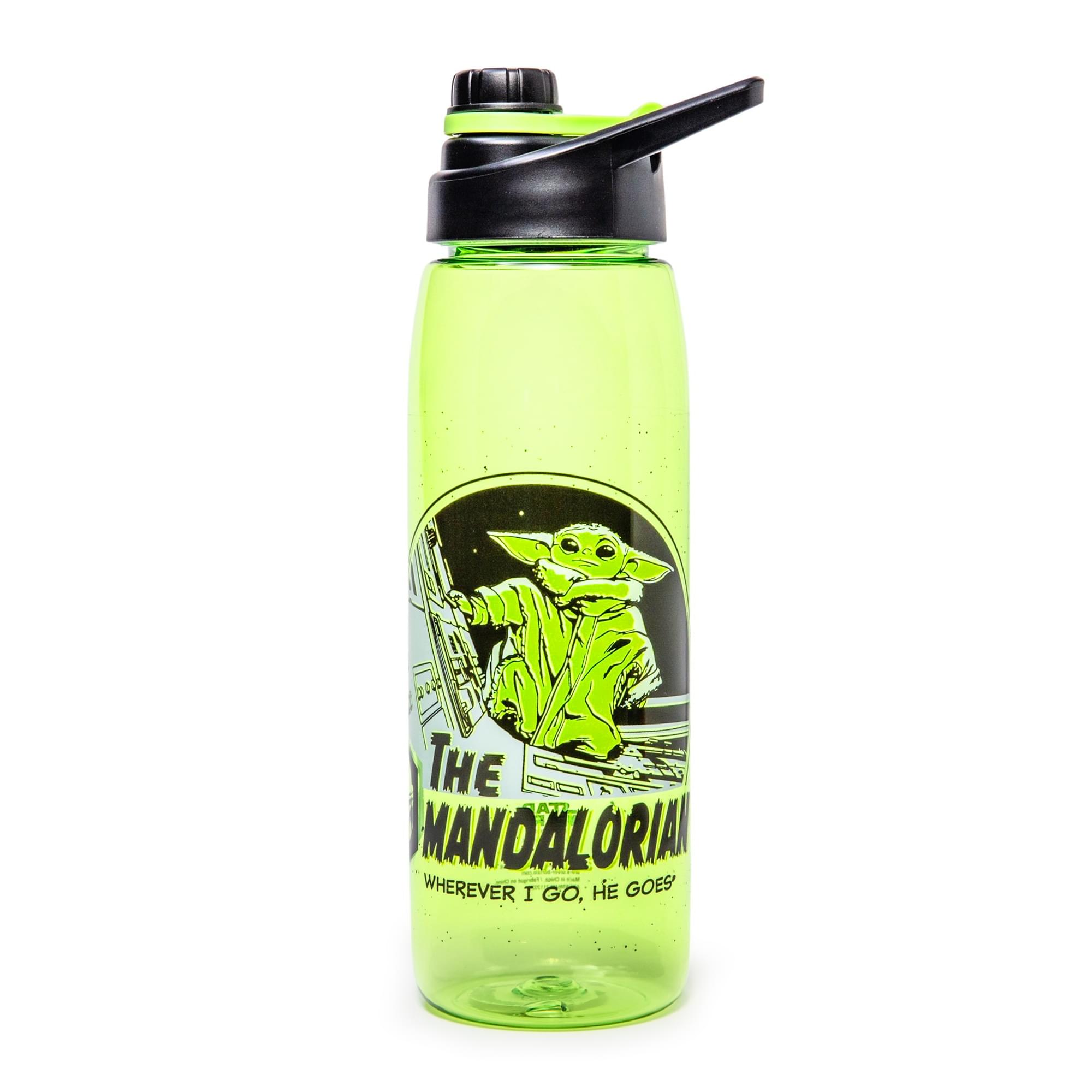 Silver Buffalo - Star Wars: The Mandalorian Plastic Water Bottle With Screw-Top Lid | 28 Ounces - Green