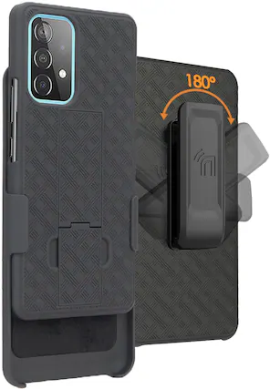 Front. Nakedcellphone - Case with Stand and Belt Clip Holster for Samsung Galaxy A53 - Black.