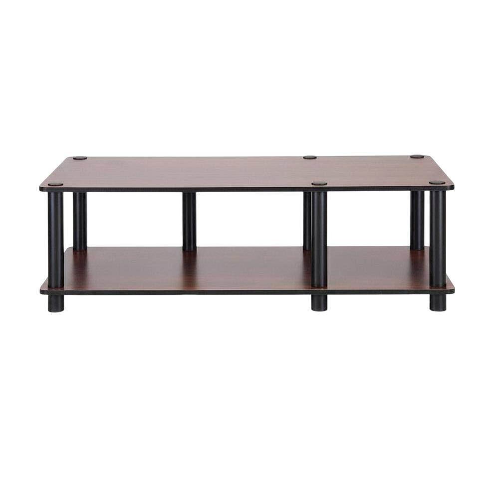 Alt View 3. FurniFact - Dark Cherry TV Stand with Black Tube Frame and Composite Wood Construction - Brown.