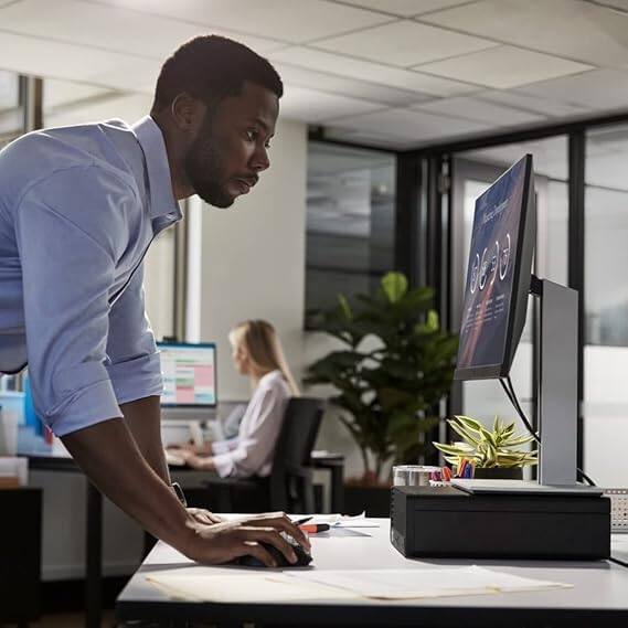 Alt View 2. HP - ProDesk G9 SFF Desktop Computer| 13th Core i3 CPU| Dual 4K Display Support| 8GB RAM, 512GB SSD| WiFi| Windows 11 Pro - Black.