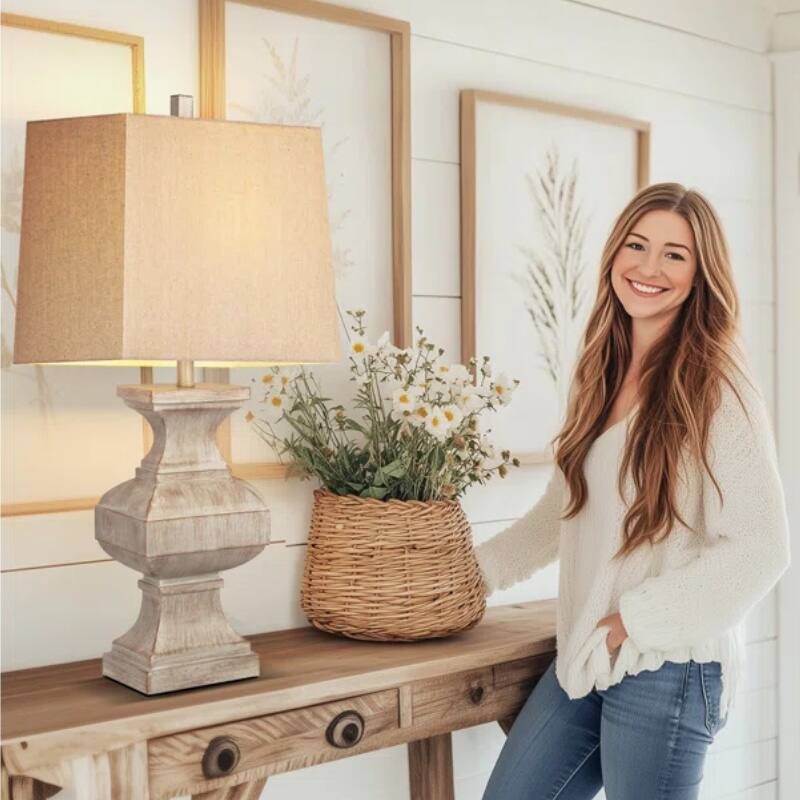 Alt View 1. Akoasm - Large Retro Resin Table Lamp Side Table Lamp for Living Room Bedroom with LED Bulb.