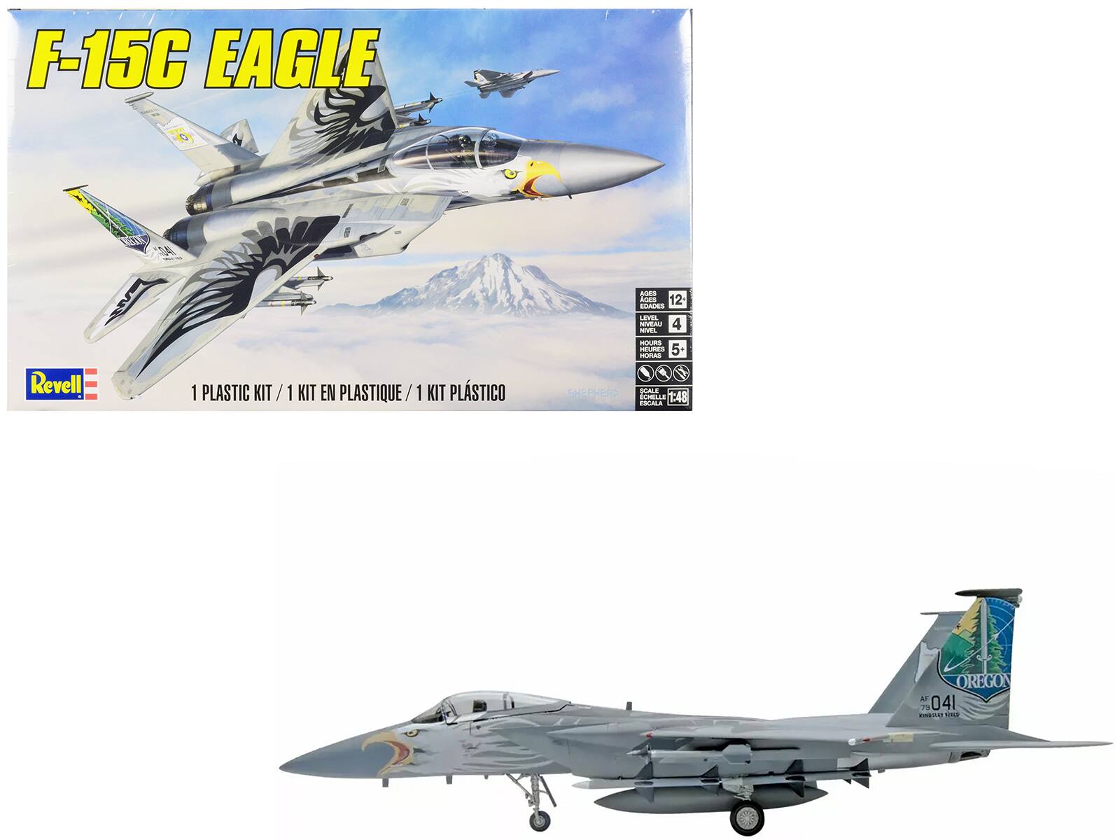 Level 4 Model Kit McDonnell Douglas F-15C Eagle Fighter Aircraft 1/48 Scale Model by Revell - Gray