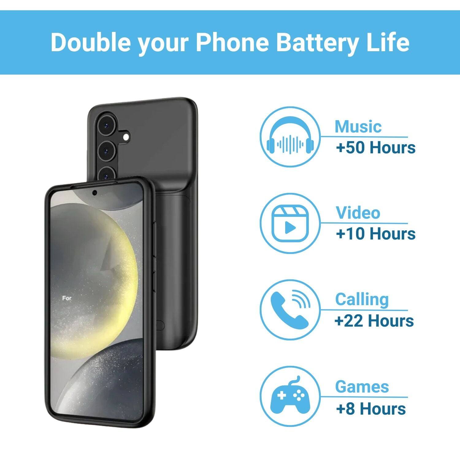 Double your Phone Battery Life
Music +50 Hours
Video +10 Hours
Calling +22 Hours
Games +8 Hours
