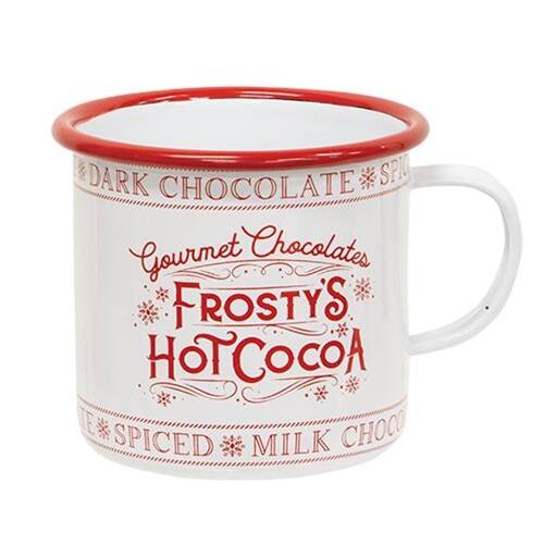 BreeBe - Frosty's Hot Cocoa Enamel Mug - White ,Red