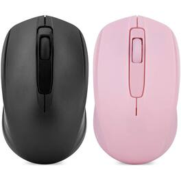 Cedar Assembly - Wireless Noiseless Mouse Portable Computer Mice For Pc Laptop Windows Office Included Usb Dongle new) - Wireless - Black+Pink