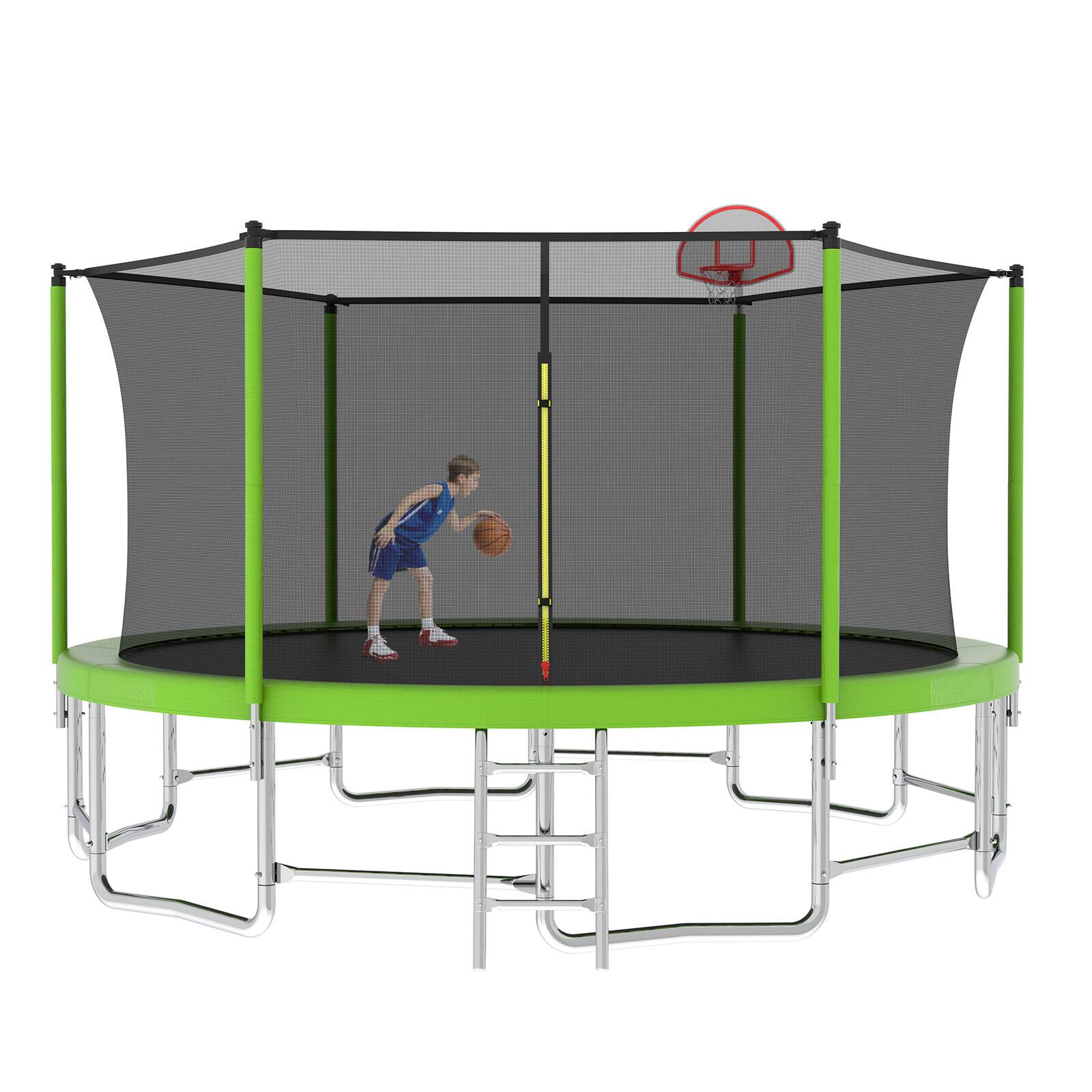 Alt View 2. Aukfa - 15FT Trampoline with Basketball Hoop - Safety Enclosure for Kids & Adults, Backyard Outdoor Use.