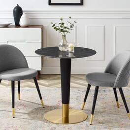 Zinque 28" Artificial Marble Dining Table by Modway - Gold Black