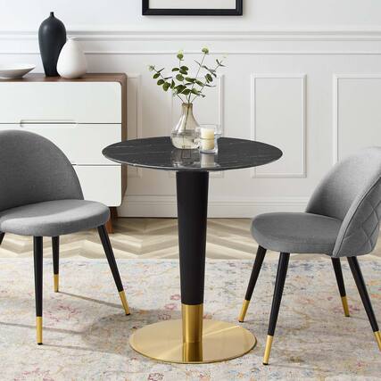 Front. Modway - Zinque 28" Artificial Marble Dining Table by Modway - Gold Black.