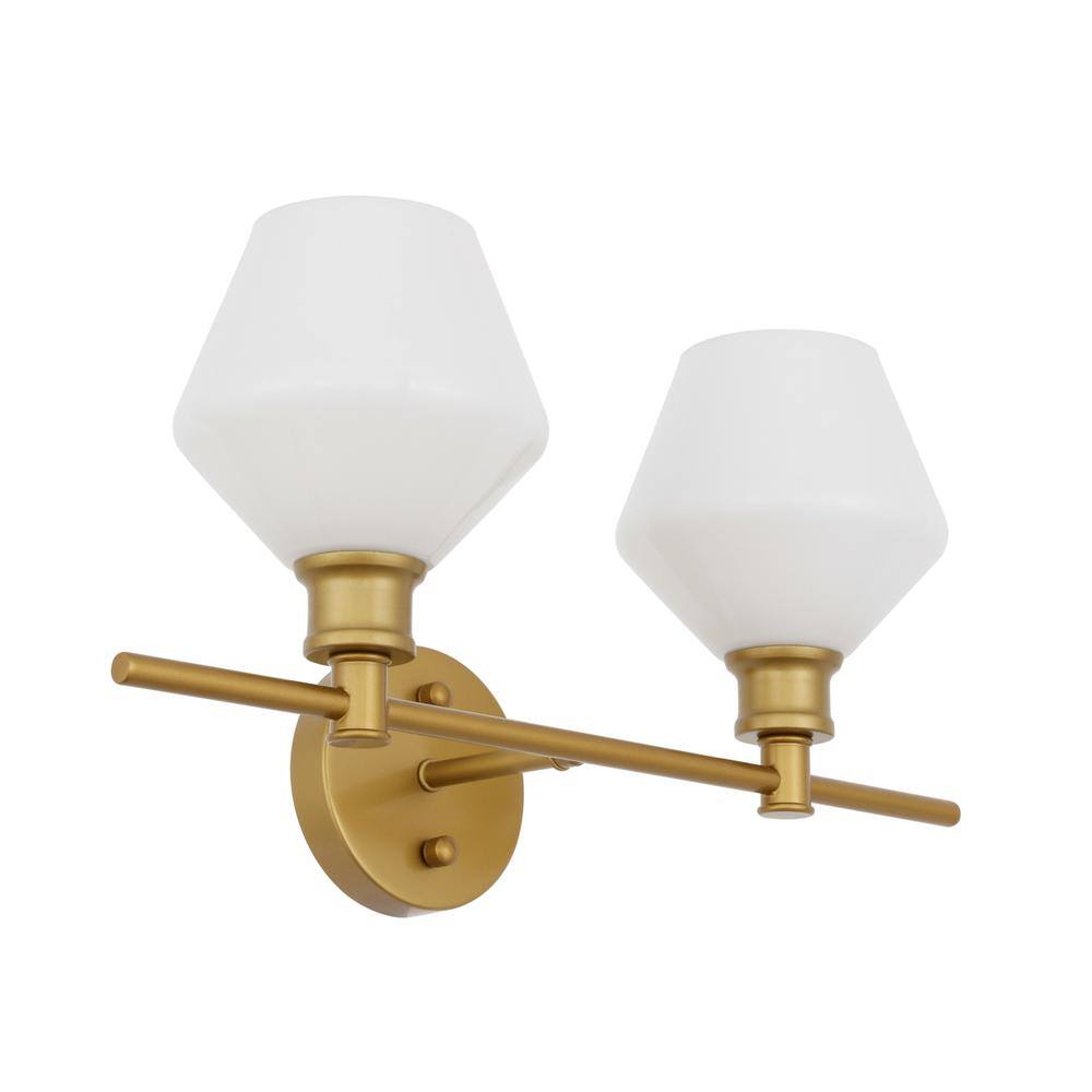 Alt View 3. Living District - Gene 2 light Brass and Frosted white glass Wall sconce - Brass And Frosted White Glass.