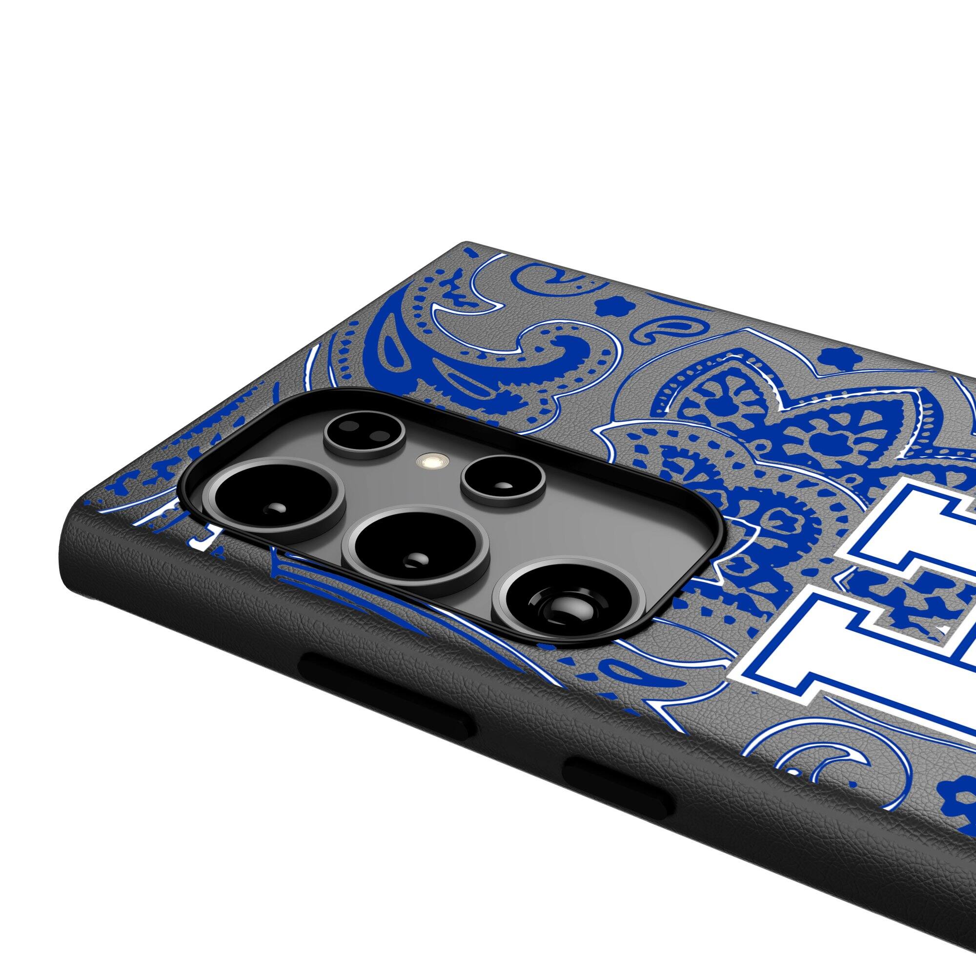 Alt View 3. Keyscaper - Kentucky Wildcats Paisley Galaxy Magnetic Bump Case - S25 Ultra - Black.