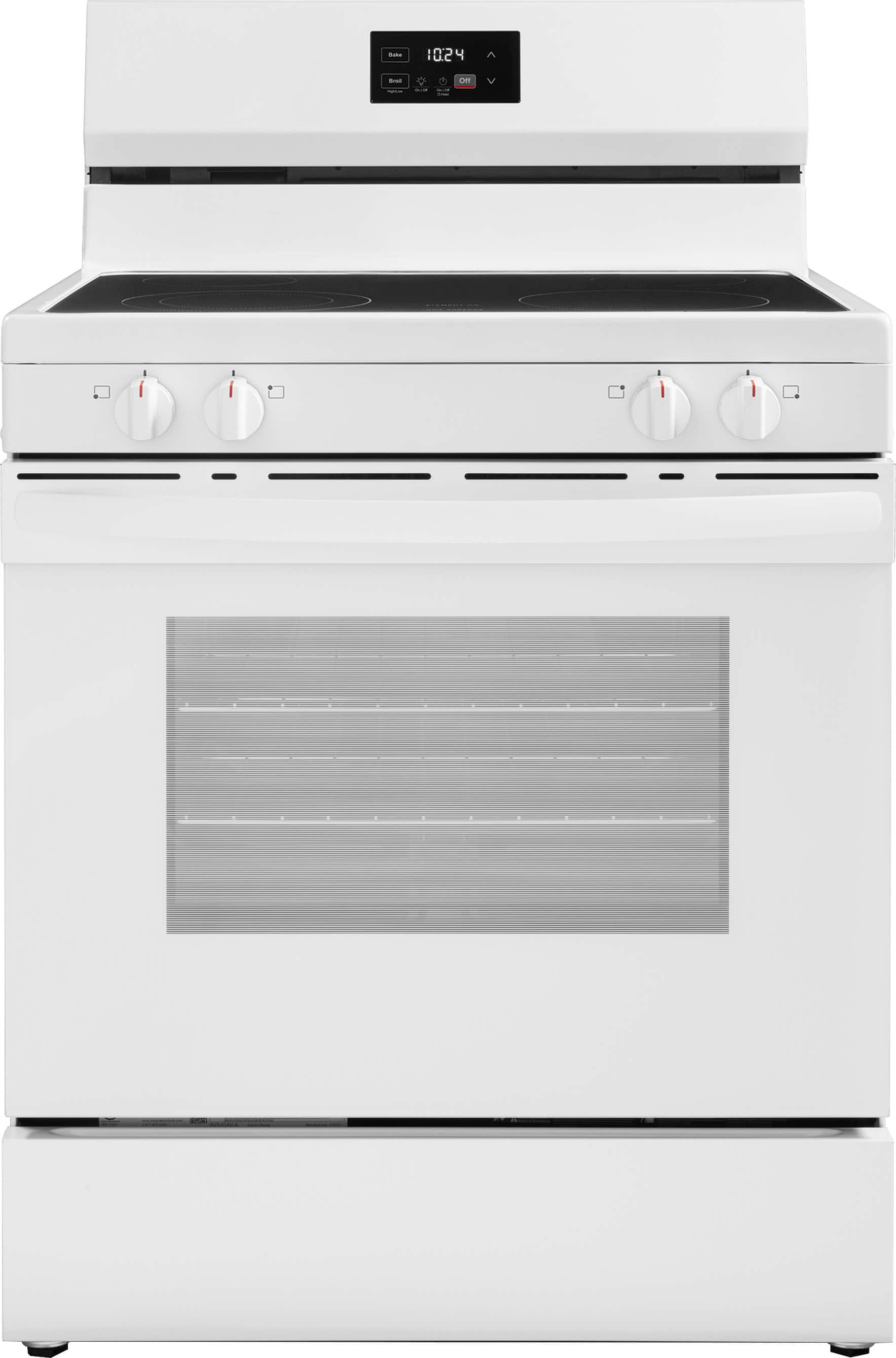 Insignia™ - 5.3 Cu. Ft. Freestanding Electric Range with Dual-Size Burner and Storage Drawer - White - Front_Zoom