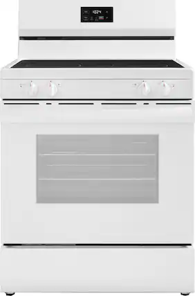 Front. Insignia™ - 5.3 Cu. Ft. Freestanding Electric Range with Dual-Size Burner and Storage Drawer - White.