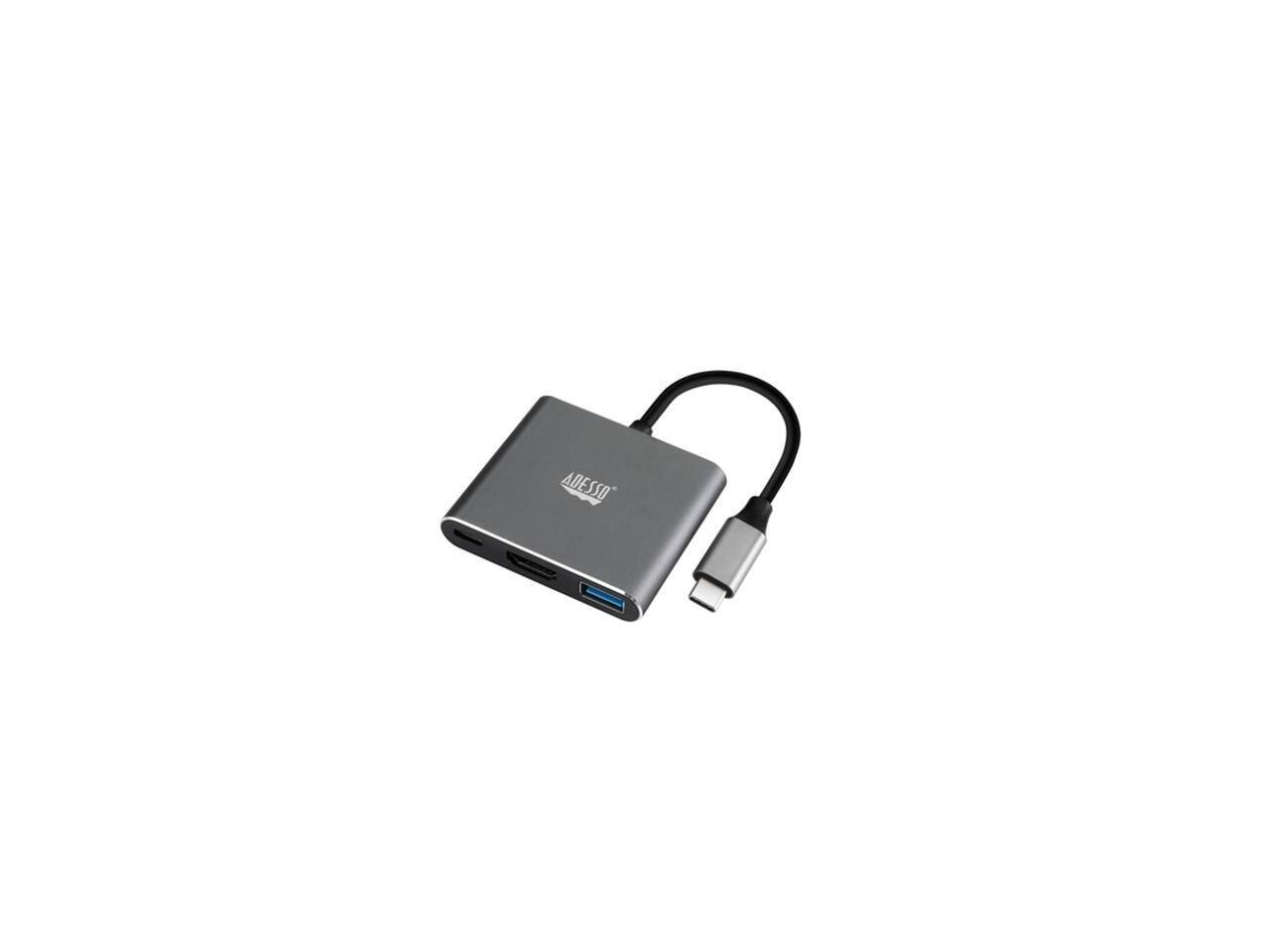Alt View 9. Adesso - Adesso AUH-4010 3-in-1 USB-C Multi-Port TAA Compliant Docking Station - Black/Gray - Unknown.
