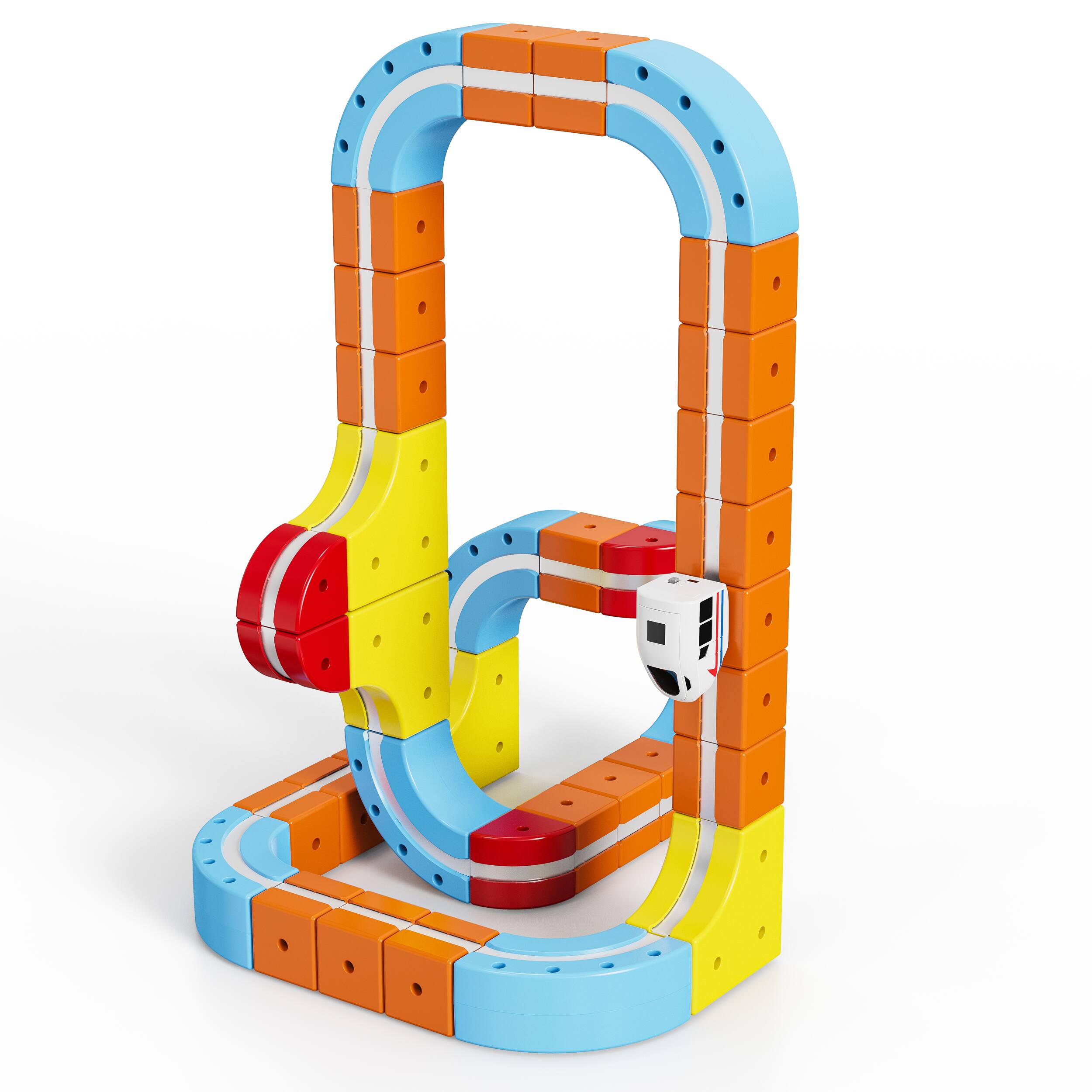 Alt View 1. Contixo - MT2 Magnetic Train Track Building Set, 150-Piece 3D Snap-Fit Track with Vertical Climbing & 2 Magnetic Trains.