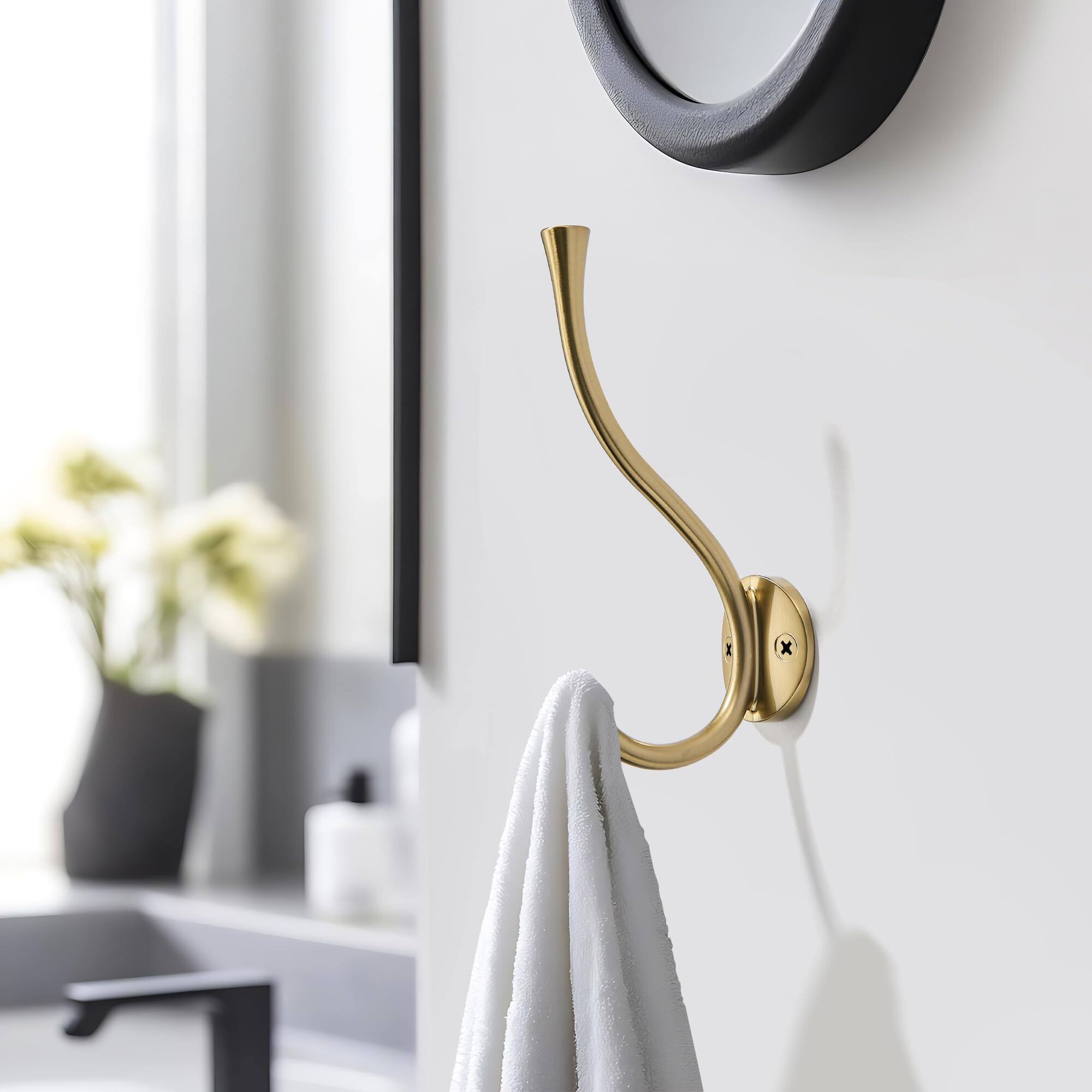 Left. HM 1810 - Coat Hooks - Champagne Bronze Decorative Wall For Bathroom Living Room Bedroom Hanger Robe Dressing Fitting - Antique Black 3.