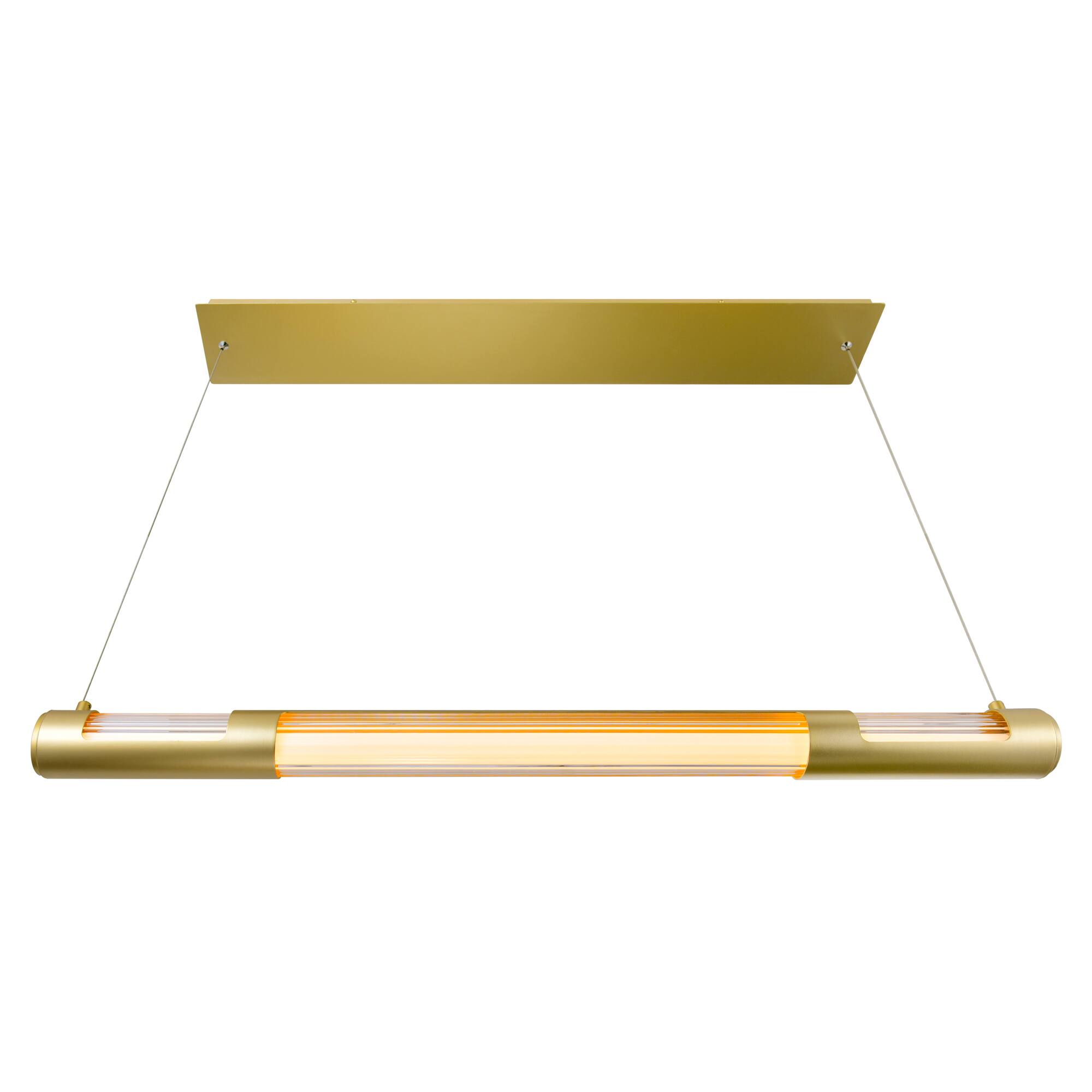 Left. CWI Lighting - Neva 36 in LED Integrated Satin Gold Chandelier - Satin Gold.