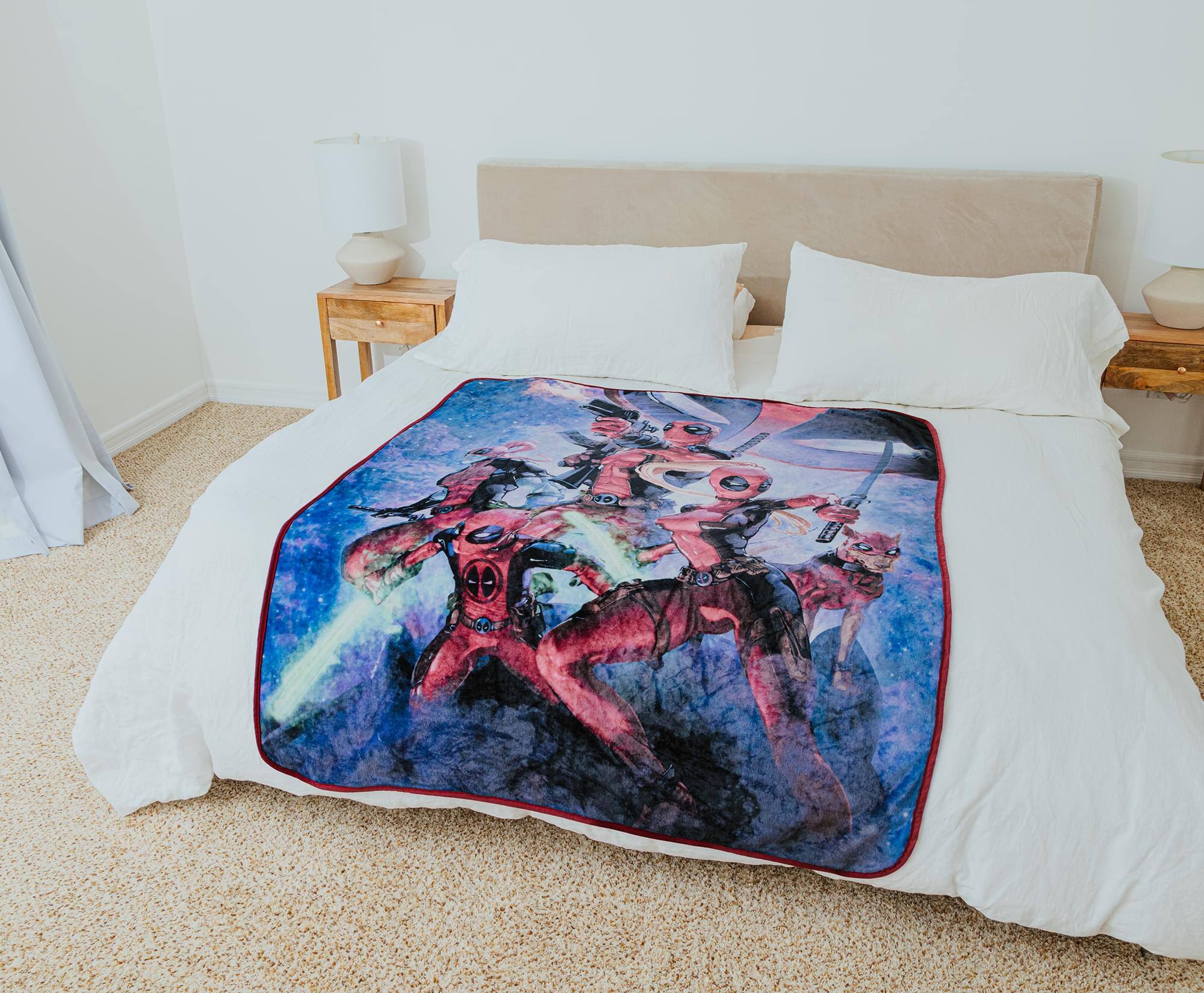 Alt View 4. Marvel - Marvel Comics Deadpool Corps Raschel Throw Blanket | 50 x 60 Inches - Blue.