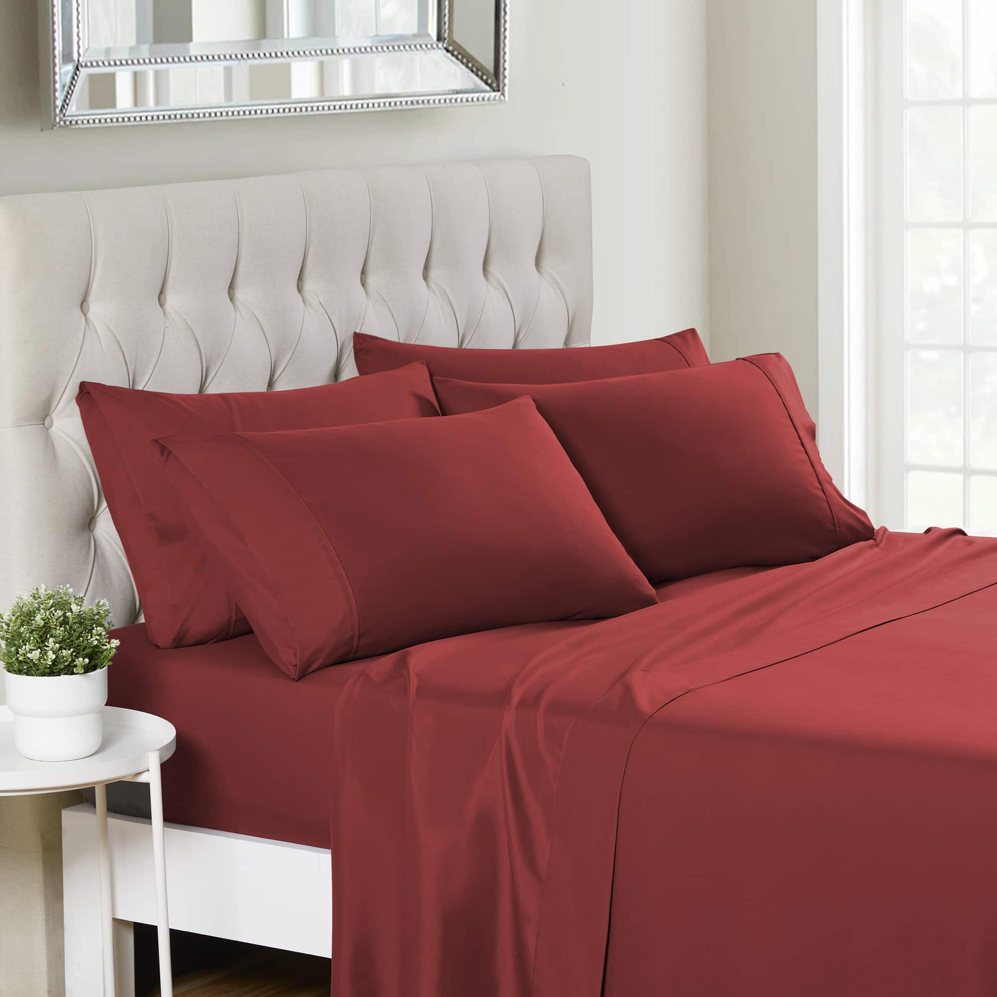 Sweet Home Collection - Deluxe Microfiber Sheet Set with Bonus Pillowcases, Ultra Soft 1500 Series, Twin XL - Burgundy