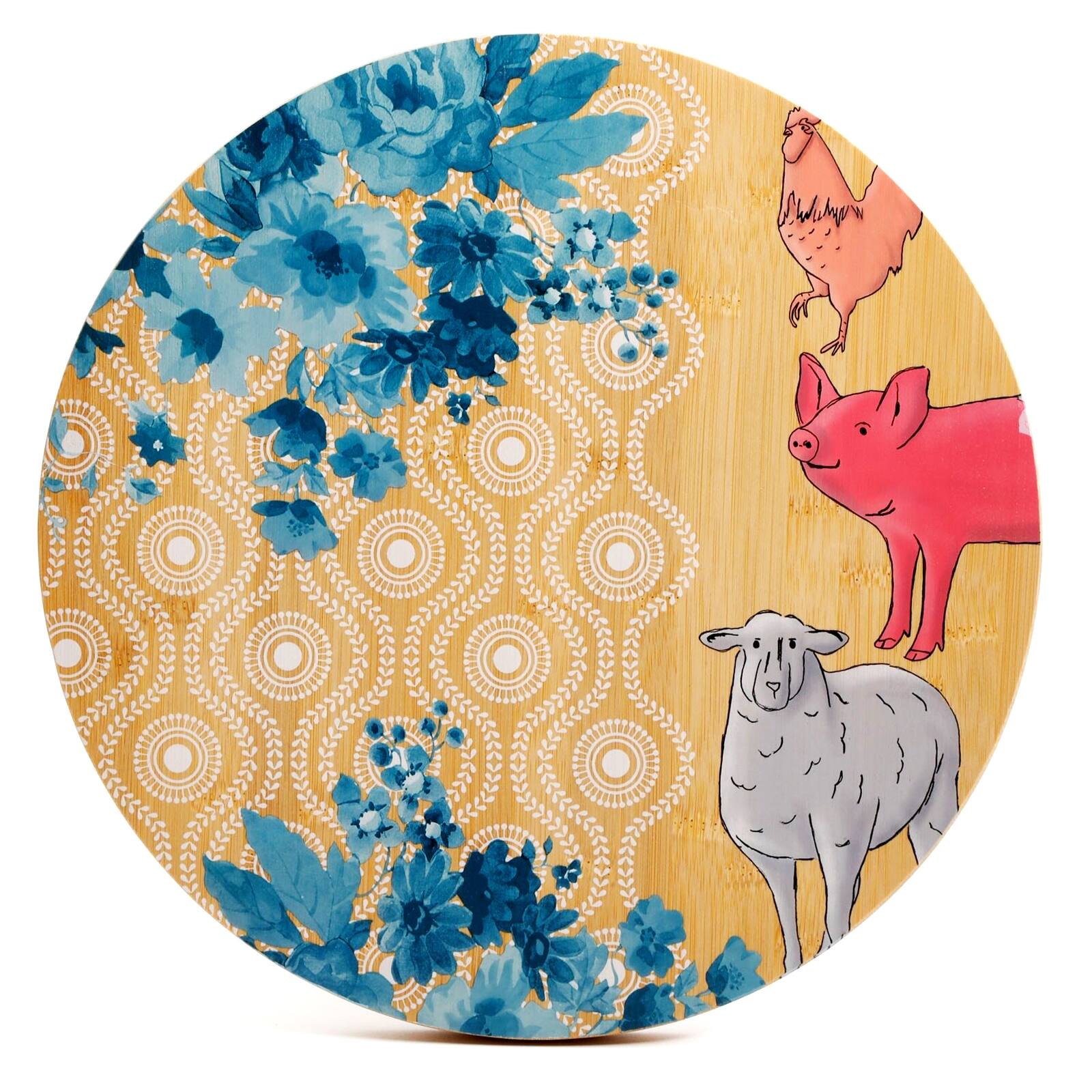 Back. Gibson - Urban Market Life on the Farm 13 Inch Bamboo Lazy Susan Turntable - Brown.