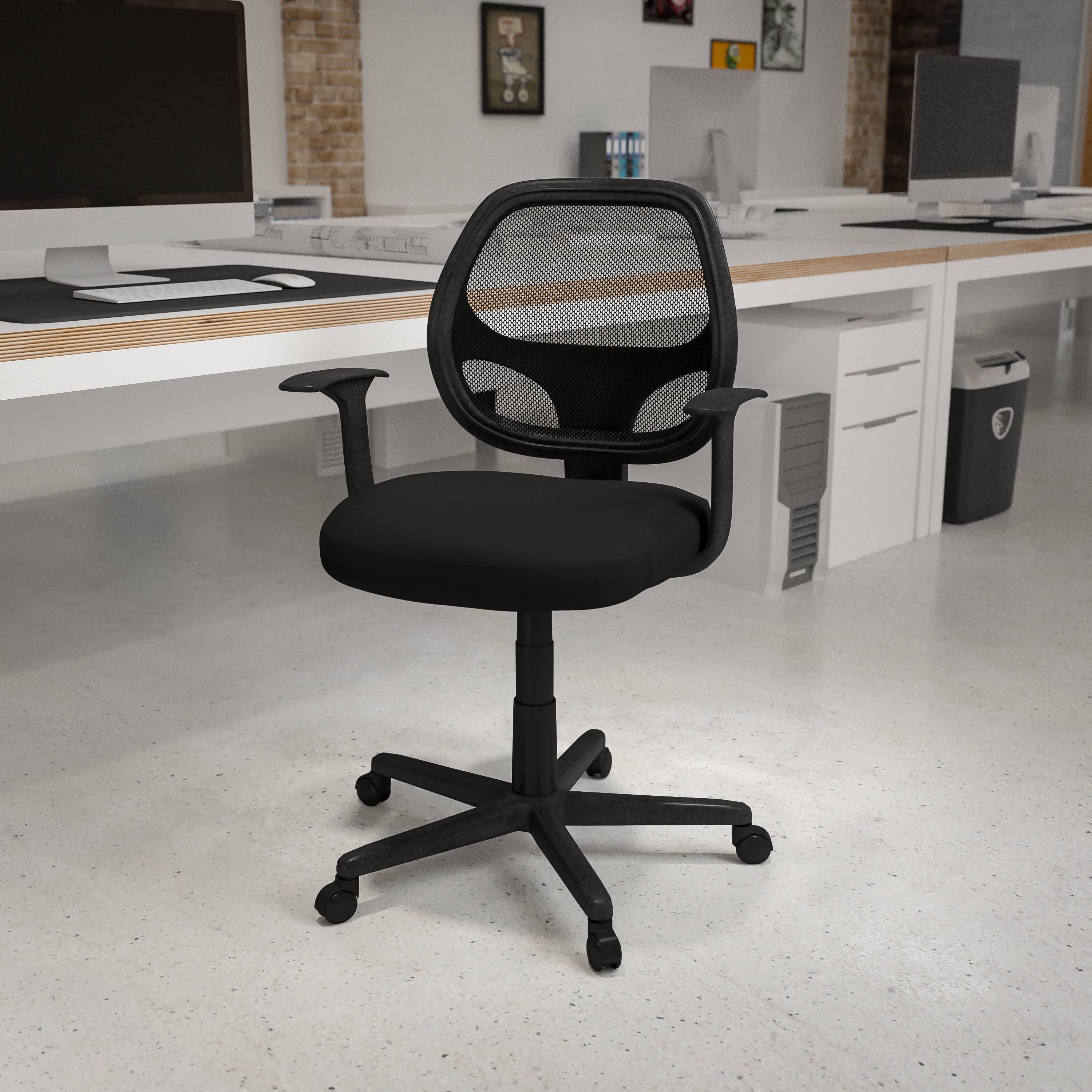 Alt View 1. Emma + Oliver - Mid-Back Mesh Swivel Ergonomic Task Office Chair - Arms - Black.