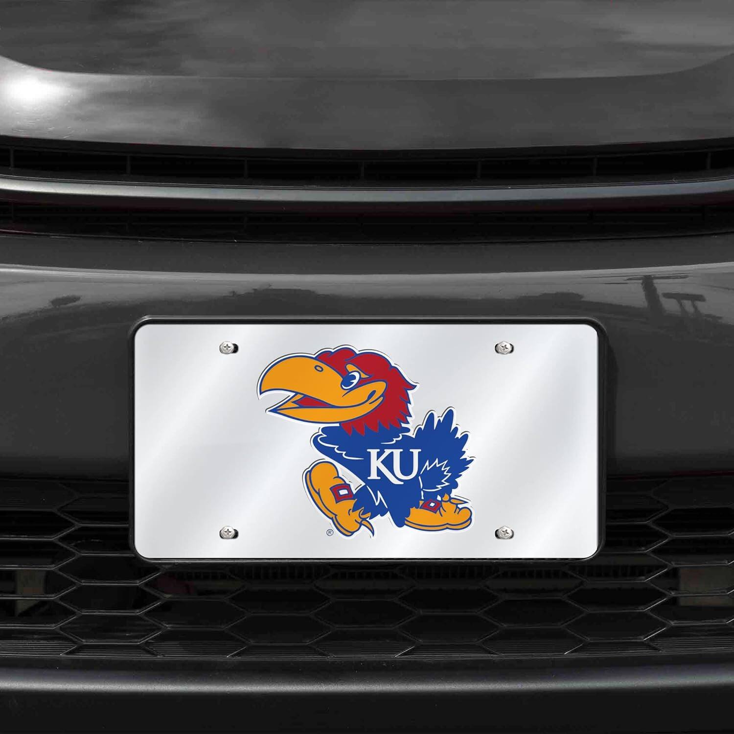 Alt View 1. Rico Industries - Kansas Jayhawks Mirrored Laser Cut License Plate Laser Tag - Multi.