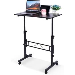 ZUQIETA - Mobile Standing Desk - Adjustable Height 27"-43.5", Rolling with Wheels, Compact 16"x31.5" - Black