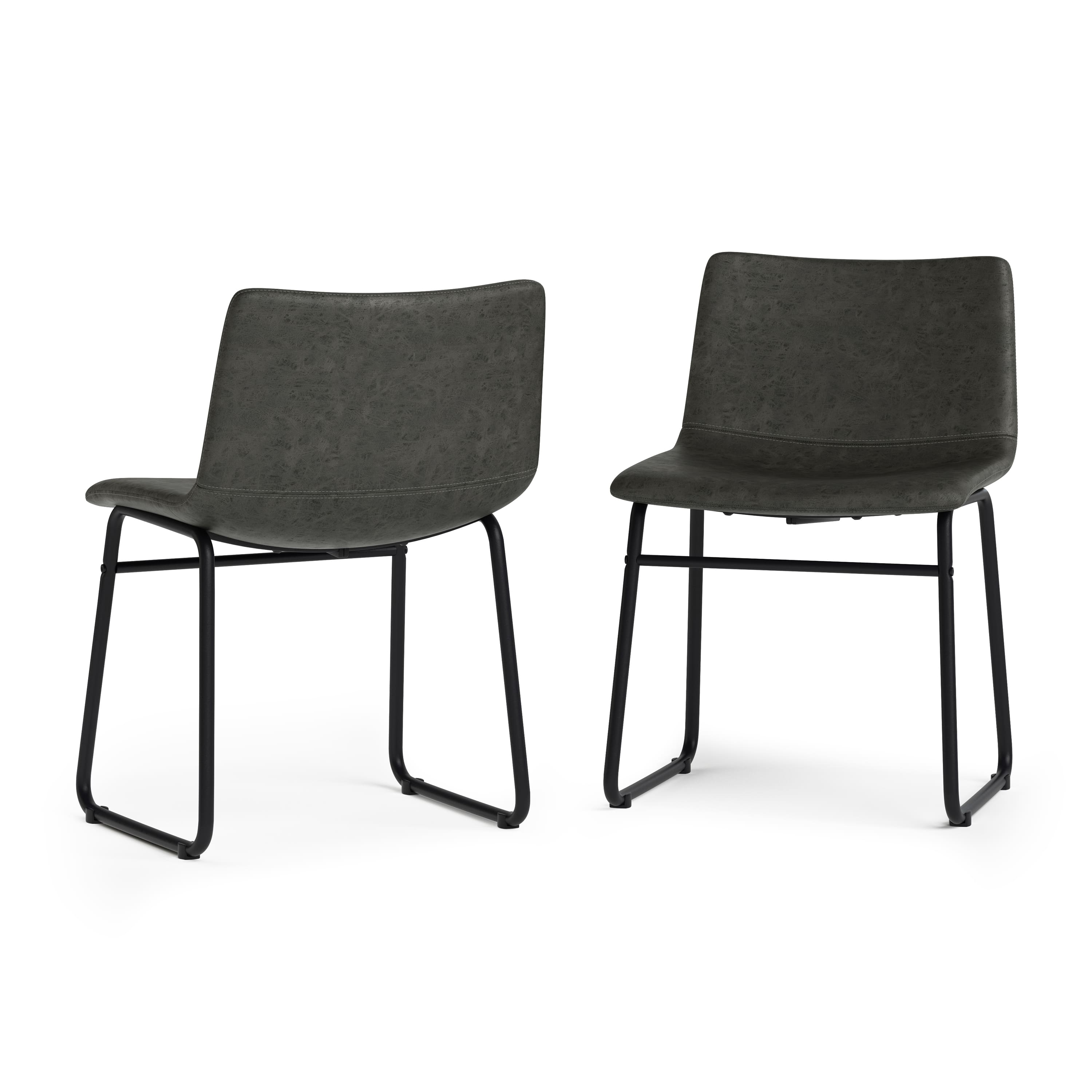 Front. Simpli Home - Warner Dining Chair (Set of 2) - Distressed Charcoal Grey.