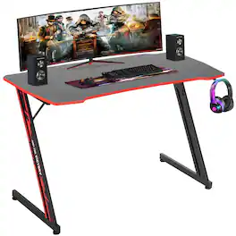 Stylel Star - Gaming Desk Computer Home Office Extra Large Modern Pc Carbon Fiber Table Gamer Workstation With Cup Holder Headphone