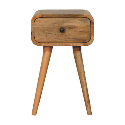 Front. Artisan Furniture - Artisan Furniture Solid Wood Avora Mini Oak-ish Nightstand with 1 drawer, Nordic Legs, Bown - Oak.
