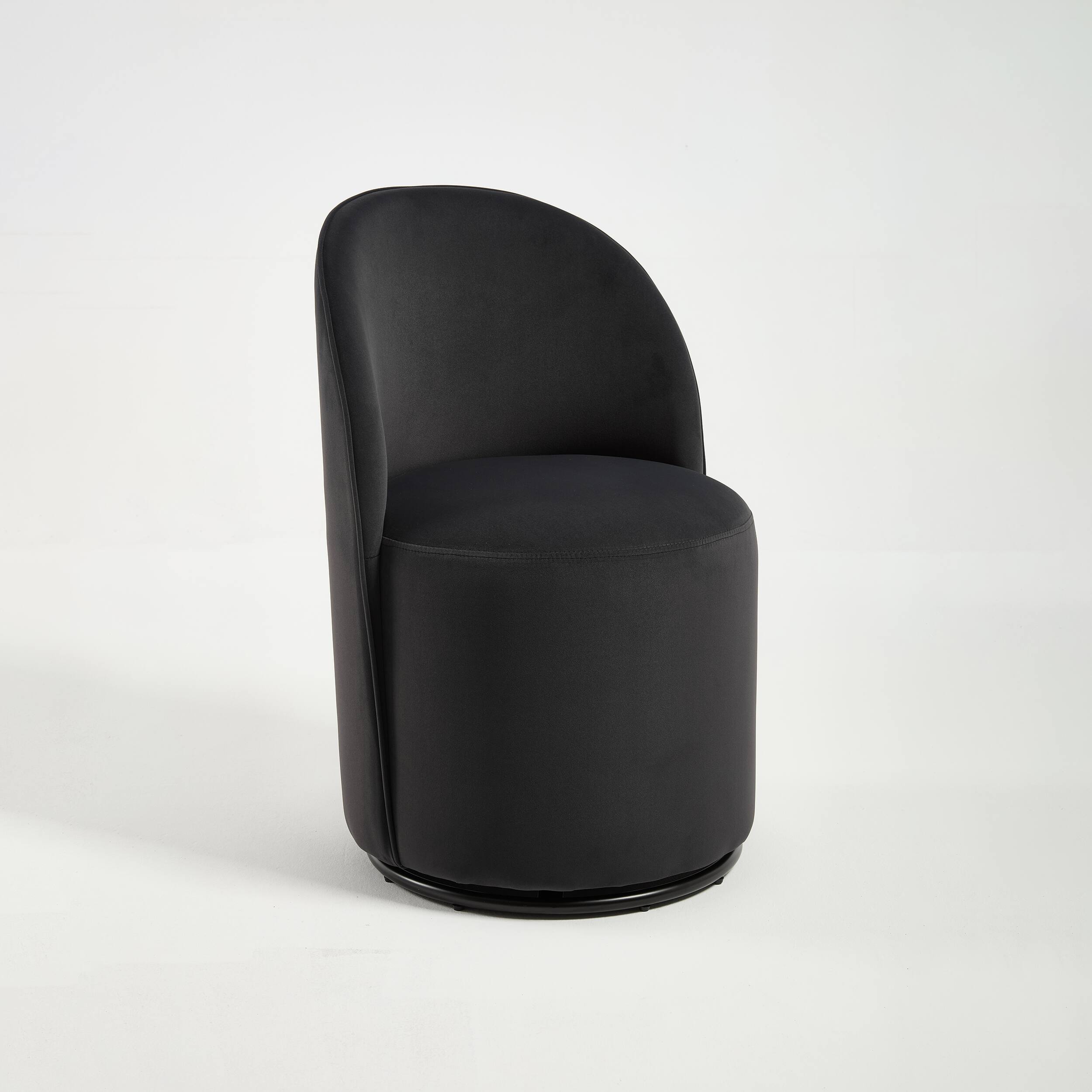 Front. Lirago - 21" Wide Dark gray Velvet Modern Comfy Velvet Round Barrel Chair 360° Swivel Upholstered Seat - Gray.