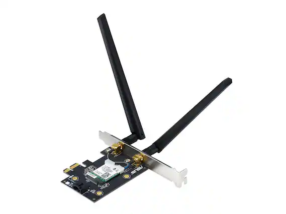 Front. ASUS - ASUS BE6500 Tri-Band PCIe WiFi 7, BT 5.4, WPA3, OFDMA/MU-MIMO, MLO - Black.