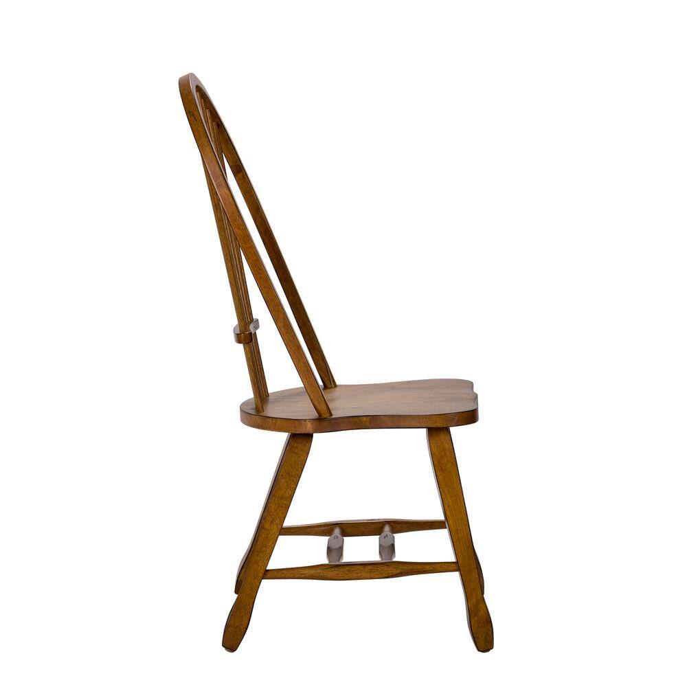 Angle. Liberty Furniture Industries - Treasures Sheaf Back Side Chair - Oak in Rustic Oak - Brown.