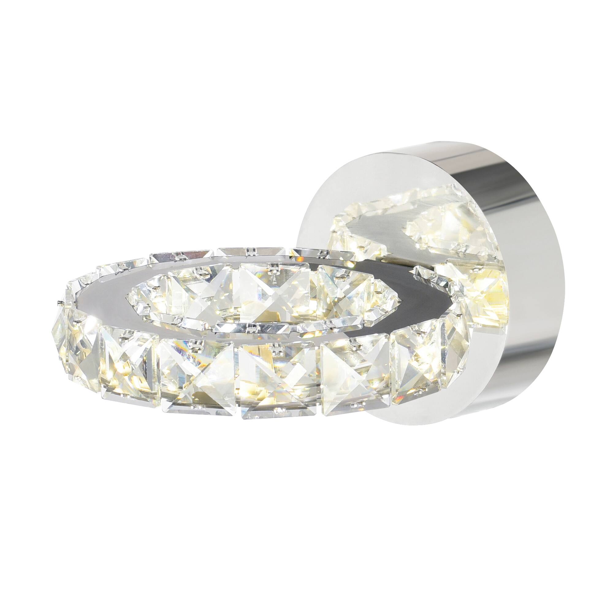 Left. CWI Lighting - Ring LED Wall Sconce With Chrome Finish - Stainless Steel.