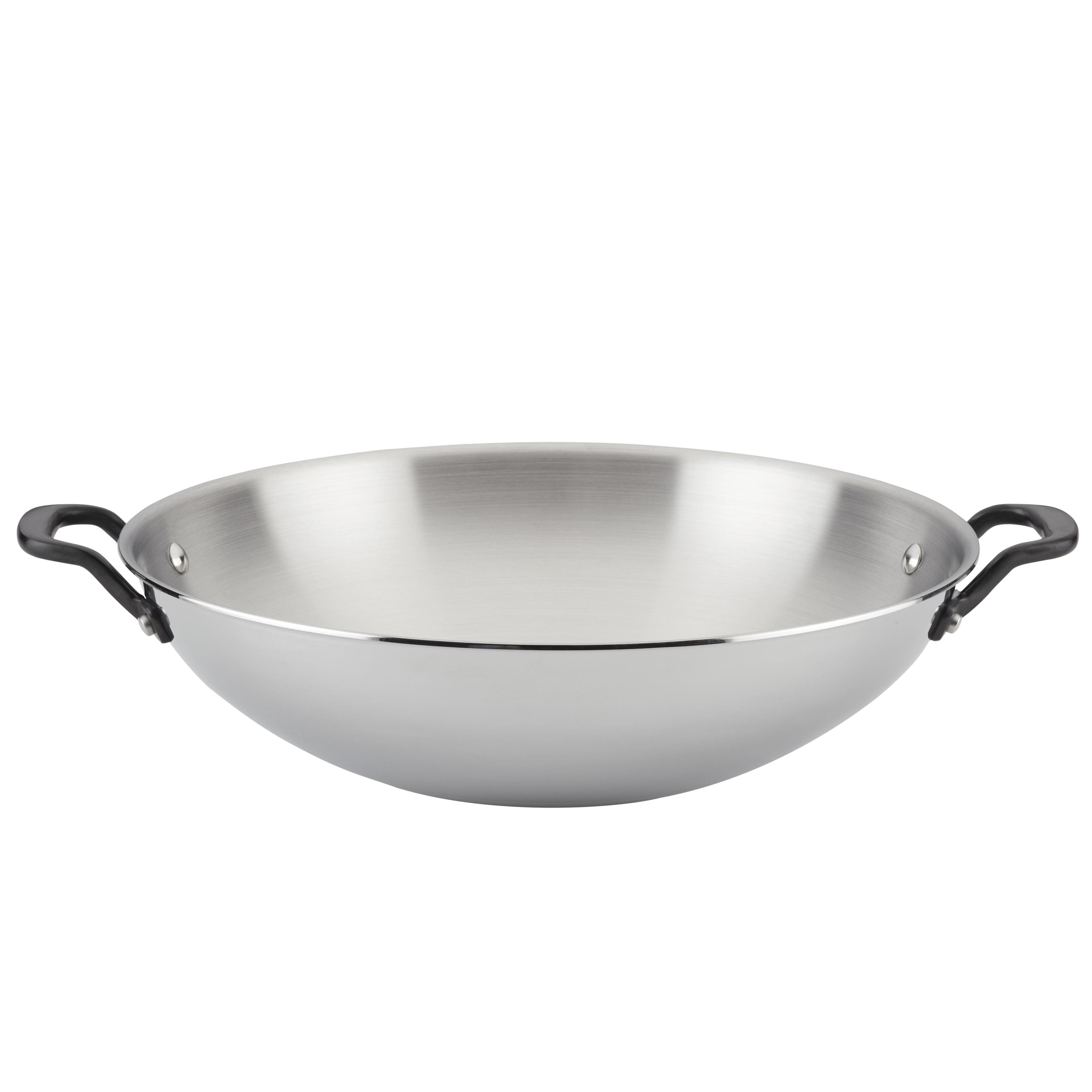 KitchenAid - 5-Ply Clad Stainless Steel Induction Wok, 15-Inch, Polished Stainless Steel - Silver