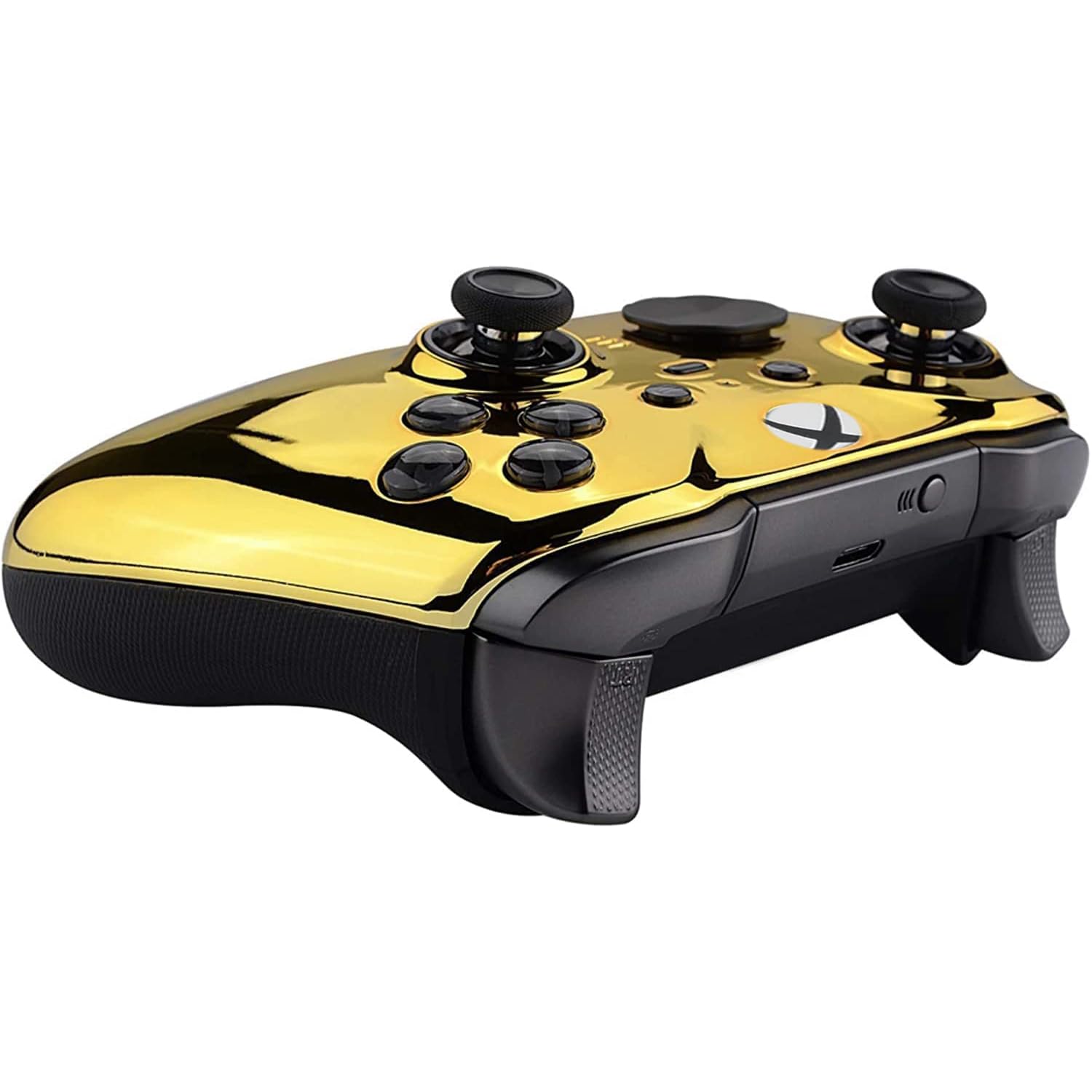 Back. Custom Controllerzz - Custom Elite Series 2 Wireless Controller for Xbox Series X, Xbox Series S, Xbox One - Gold Chrome.