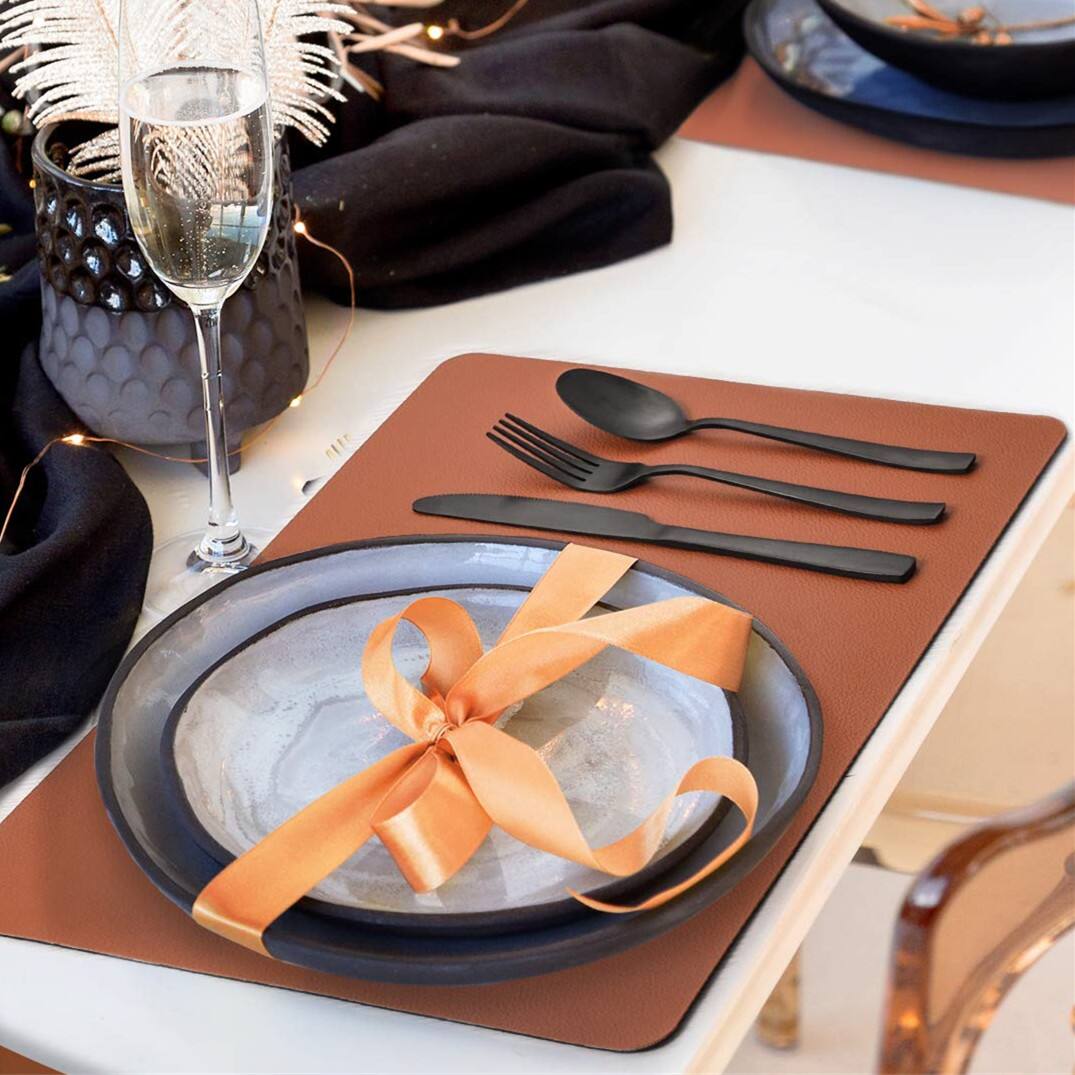 Alt View 2. Dazzed Corner - 24 Pieces Stainless Steel Flatware Set with Steak Knives, Silverware Set Service for 4 - Black.