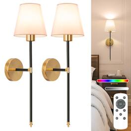 Dazzed Corner - Battery Operated Wall Sconce Set of 2,with 5200mAh Dimmable Detachable Bulbs and Remote